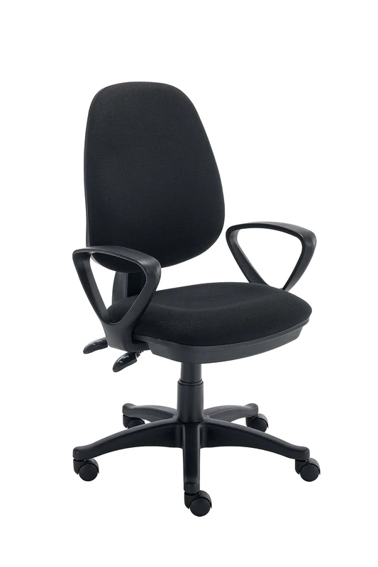Office Hippo Desk Chair With Fixed Arms, With Adjustable Curved Back, Executive Swivel, Desk Chair, Suitable For Home Office, Black, 64 x 64 x 93 to 109 cm