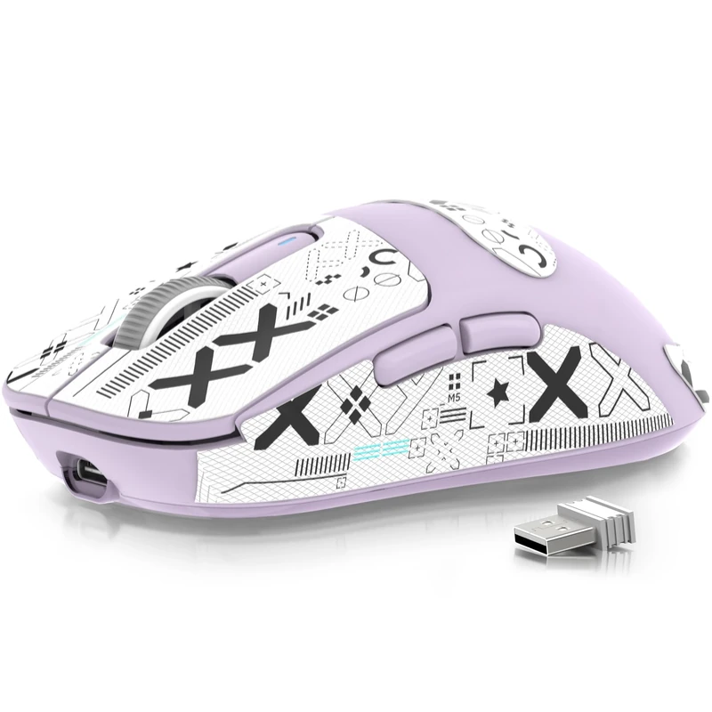 ATTACK SHARK X3 49g SUPERLIGHT Mouse with Tape, PixArt PAW3395 Gaming Sensor, BT/2.4G Wireless/Wired Gaming Mouse, 6 Adjustable DPI 26000, 200 Hrs Battery, Office Mice for Win11/Xbox/PS/Mac (Purple)