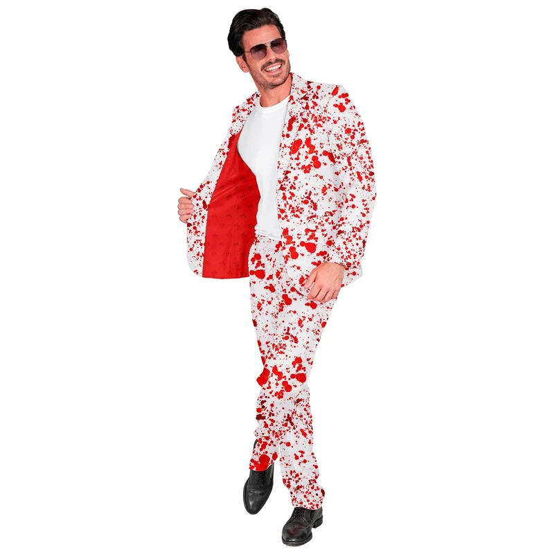Widmann Milano Party Fashion Costume Bloody Suit, White with Blood Stains, Horror Costume, Halloween Fancy Dress