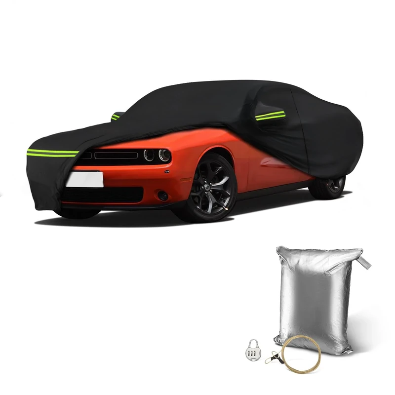 SaSupfe Waterproof Car Cover for Dodge Challenger Ultra Light Easy to Install All-Weather Protection,with Zipper Door