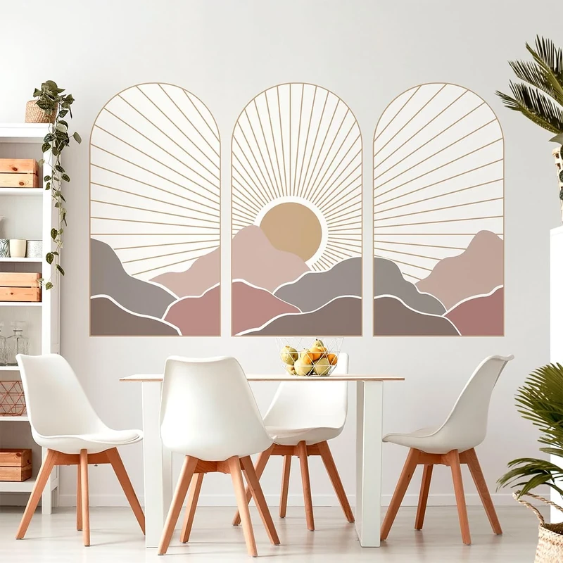 Ambiance Sticker Non-Woven Wallpaper Pre Glued Giant Frescoes - Trio d'Arches Sunset Asian - Decorative Adhesive - 90 x 135 cm