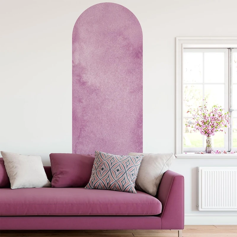 Ambiance Sticker Non-Woven Wallpaper Pre-Glued Giant Murals – Pink Watercolor Arch – Decorative Adhesive – 185 x 60 cm
