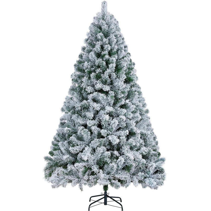 Yaheetech 6ft Snow Flocked Artificial Tree, Foldable Stand, Green & White