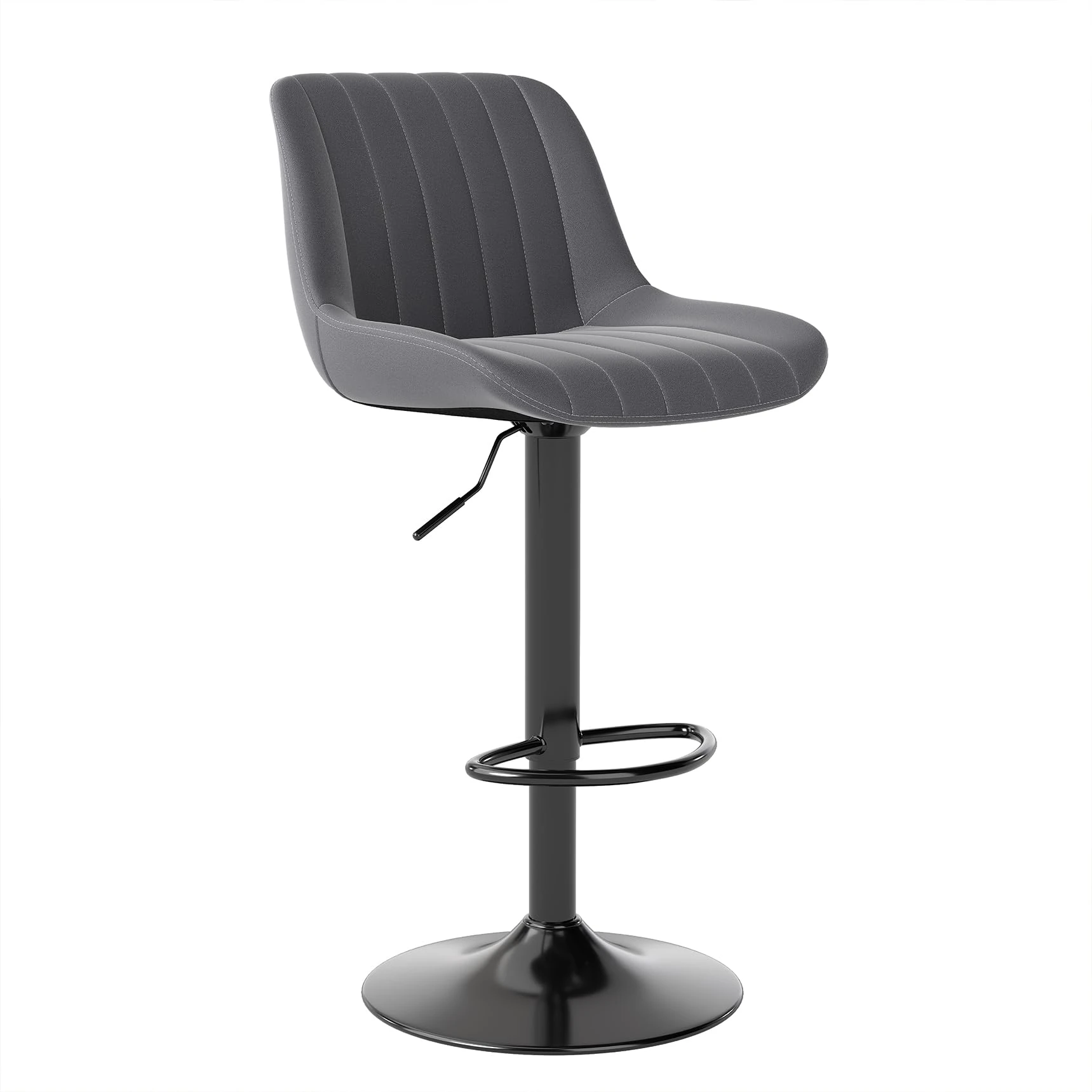 Youhauchair Bar Stool, Swivel Counter Height Barstools with Back, Adjustable PU Leather Bar Stool, Modern Kitchen Breakfast Bar Stools, Dark Grey