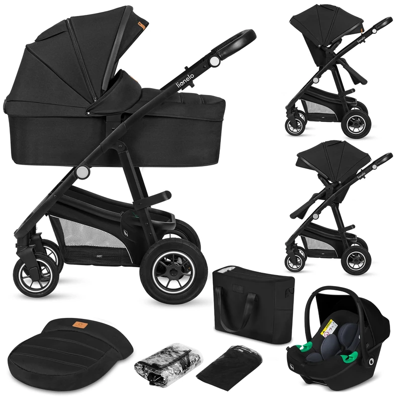 Lionelo Bianka 3-in-1 Travel System Pushchair | Carrycot + Car Seat + Stroller from Birth to 22kg | Lightweight Aluminium Frame, All-Terrain Wheels with Suspension, XXL UPF50+ Canopy, Compact Fold