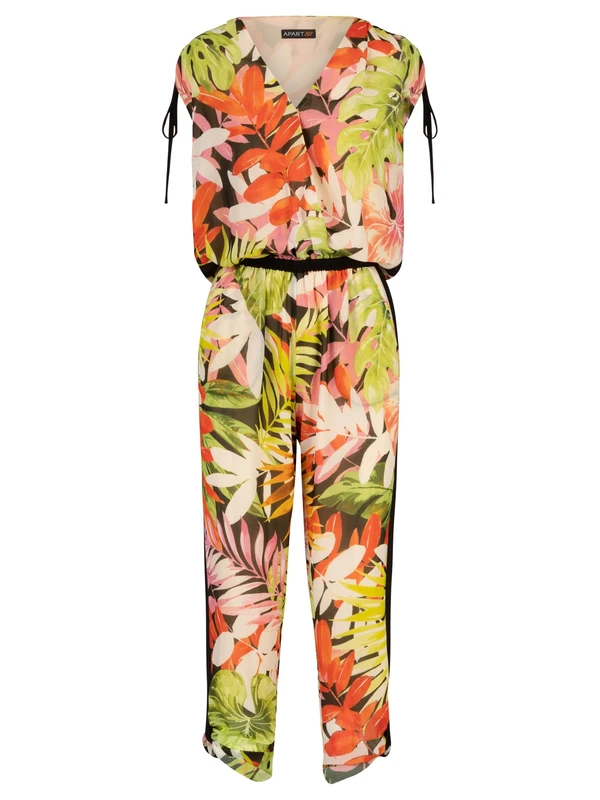 ApartFashion Women's Chiffon Jumpsuit, Black and Multicoloured, 14