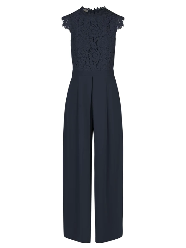 ApartFashion Women's Jumpsuit with lace top, Midnight Blue, 8