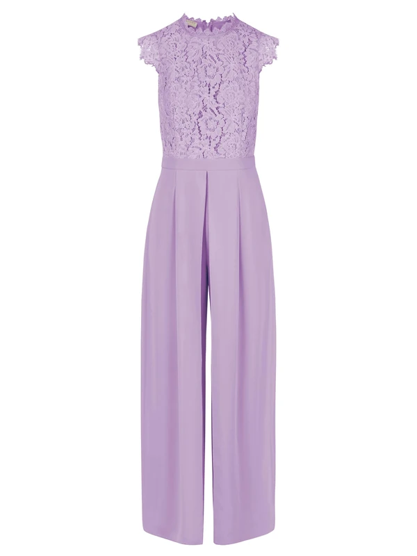 ApartFashion Women's Jumpsuit with lace top, Purple, 8
