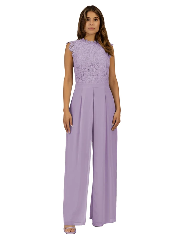 APART Fashion Women's Overall mit Spitzenoberteil Jumpsuit, Purple, 14