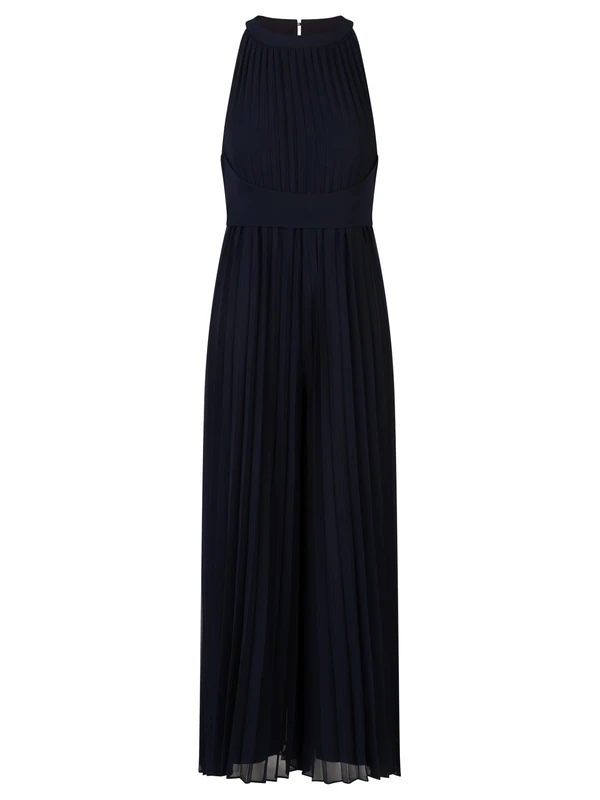 APART Fashion Women's Pleated Overalls Jumpsuit, Midnight Blue, 8