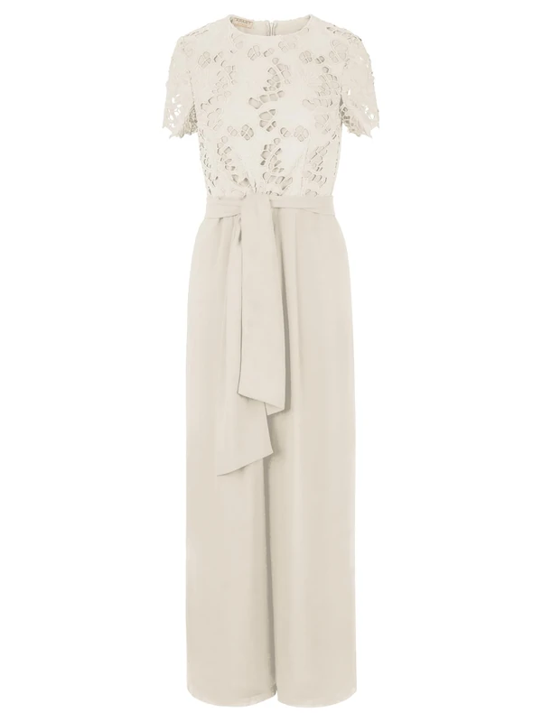 APART Fashion Women's Overall mit Spitze Jumpsuit, Cream, 20