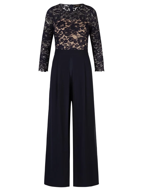 APART Fashion Women's Evening Overalls Jumpsuit, Midnight Blue-Nude, 20