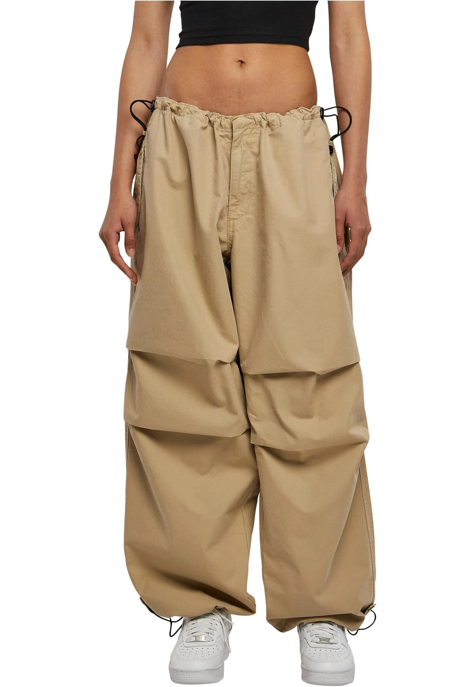 Urban Classics Women's Ladies Cotton Parachute Pants Pants, Wetsand,