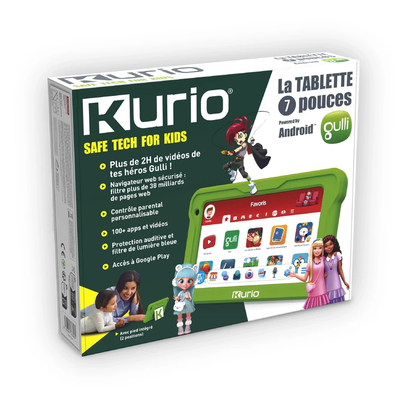 KURIO - The 7-inch Gulli 32GB tablet for children - Android 13 - Customisable parental control & secure browser - Gulli heroes videos + 100 apps & pre-loaded educational games - Image 1