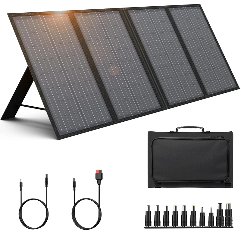 SinKeu 60W Portable Solar Panel for Power Station, Solar Generator, Phones, Waterproof, Foldable Monocrystalline Solar Charger with DC/USB-A/Type-C Outputs for Outdoor Camping Power Off-Grid Home