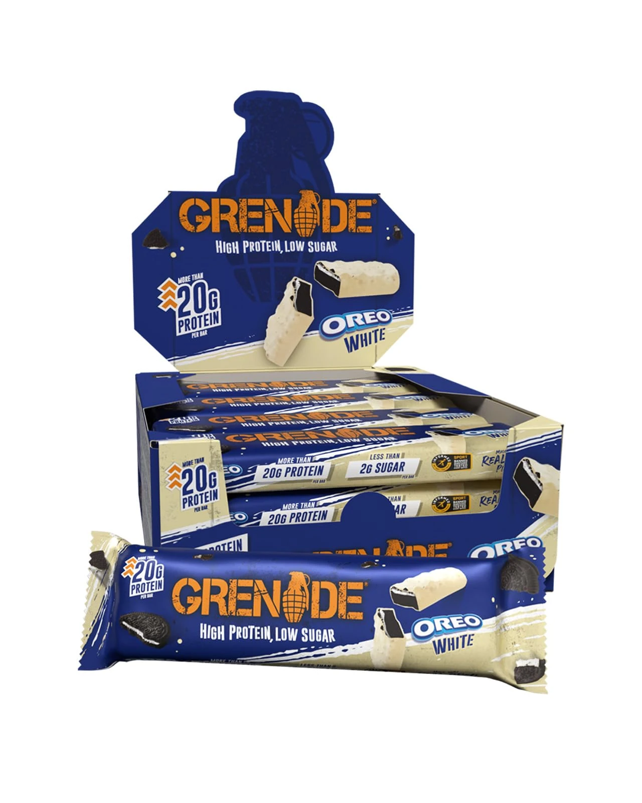 Grenade OREO White Protein Bar - High Protein, Low Sugar, 12 x 60 g
