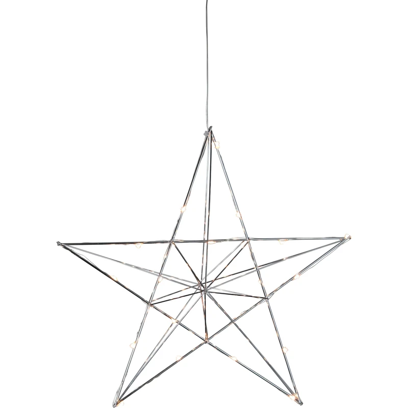 Eglo LED Christmas Decoration with Hanging Decorative Star, Ornament with Timer, Window Star Made of Metal in Chrome, Warm White