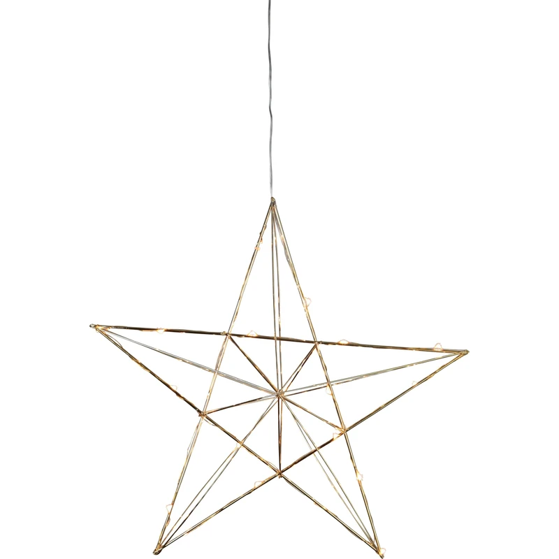 Eglo LED Christmas Decoration with Hanging Decorative Star, Ornament with Timer, Window Star Made of Metal in Brass, Warm White