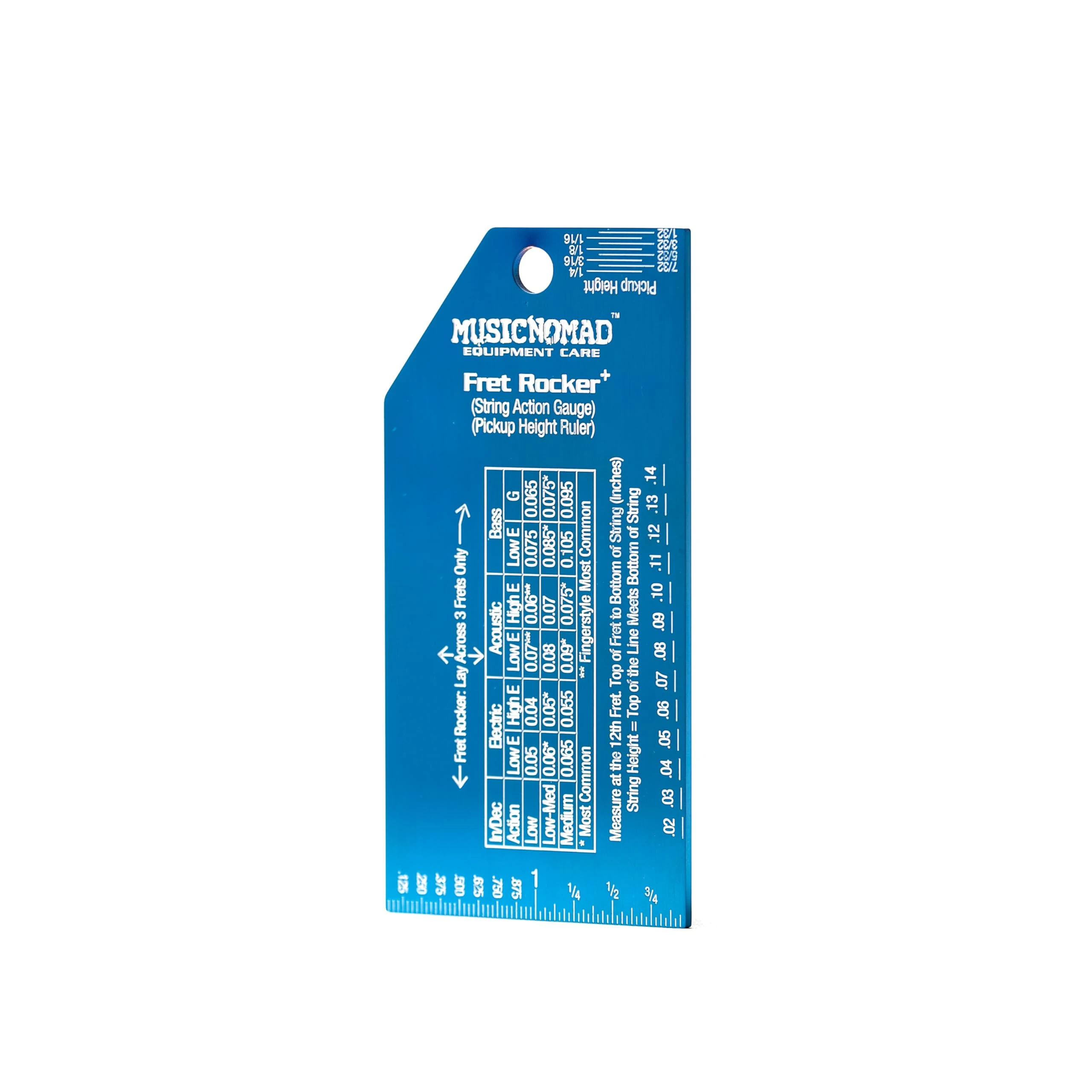 MusicNomad Precision Fret Rocker+ with String Action Gauge and Pickup Height Ruler (MN822)