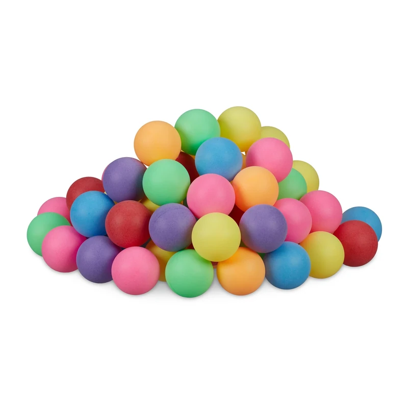 Relaxdays Ping Pong Balls, 100x Pieces, Table Tennis, Plastic, Plain, Beer Game, Drink, Set, Party, 40mm Ø, Colourful