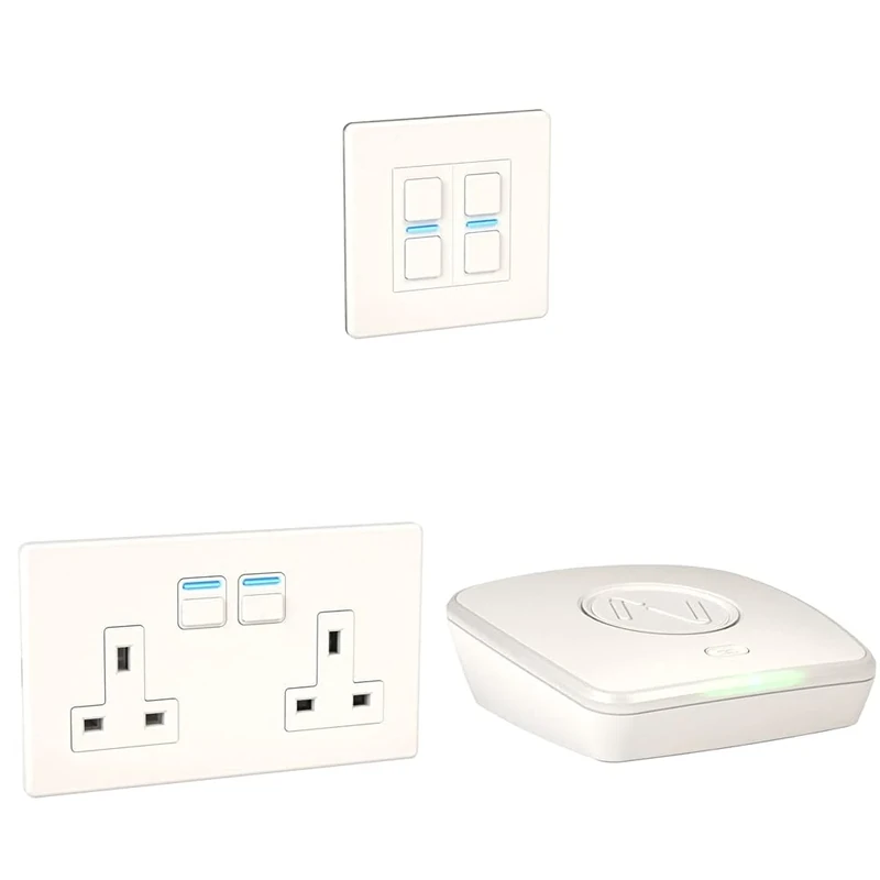 Lightwave Magic Button Smart Home Starter Kit - White Metal - Works with Alexa, Google Assistant, HomeKit. iOS & Android Compatible