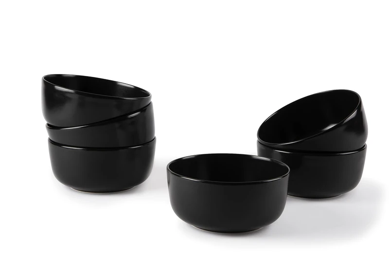 Excelsa Nordic Set of 6 Cups, Ceramic, Black, Capacity 625 ml, Matt Effect