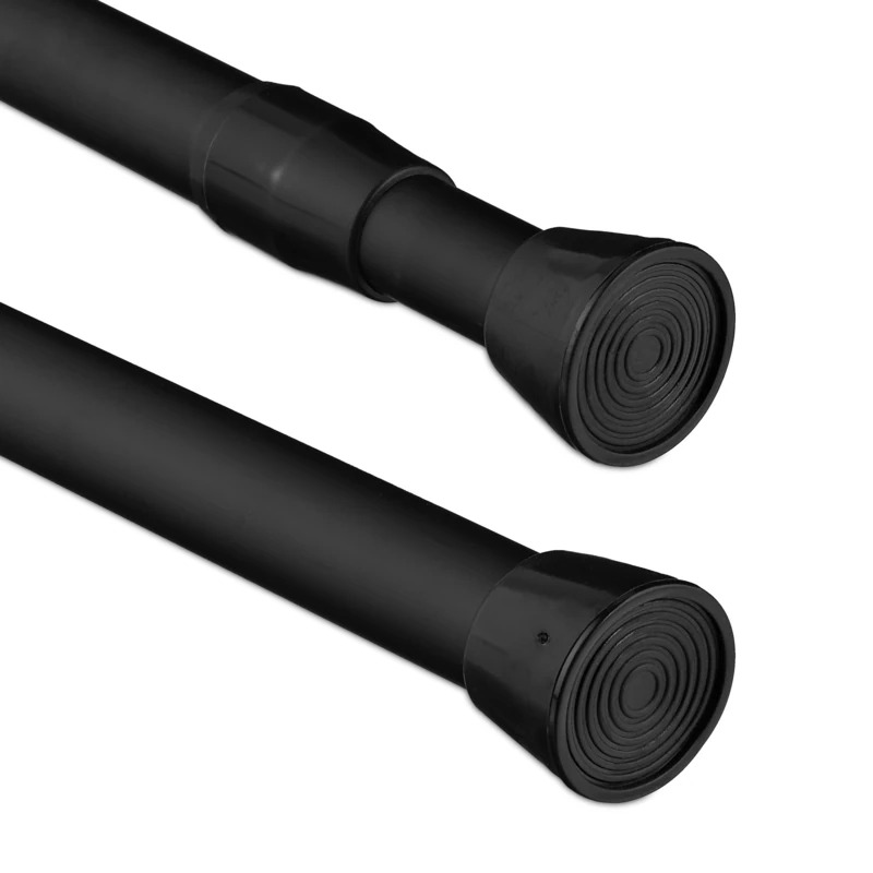 Relaxdays Telescopic Rod, Various Sizes, for Curtains, Gardrobe, Door Frame, Stainless Steel, Without Drilling, Black, 2.5 x 110 x 2.5 cm