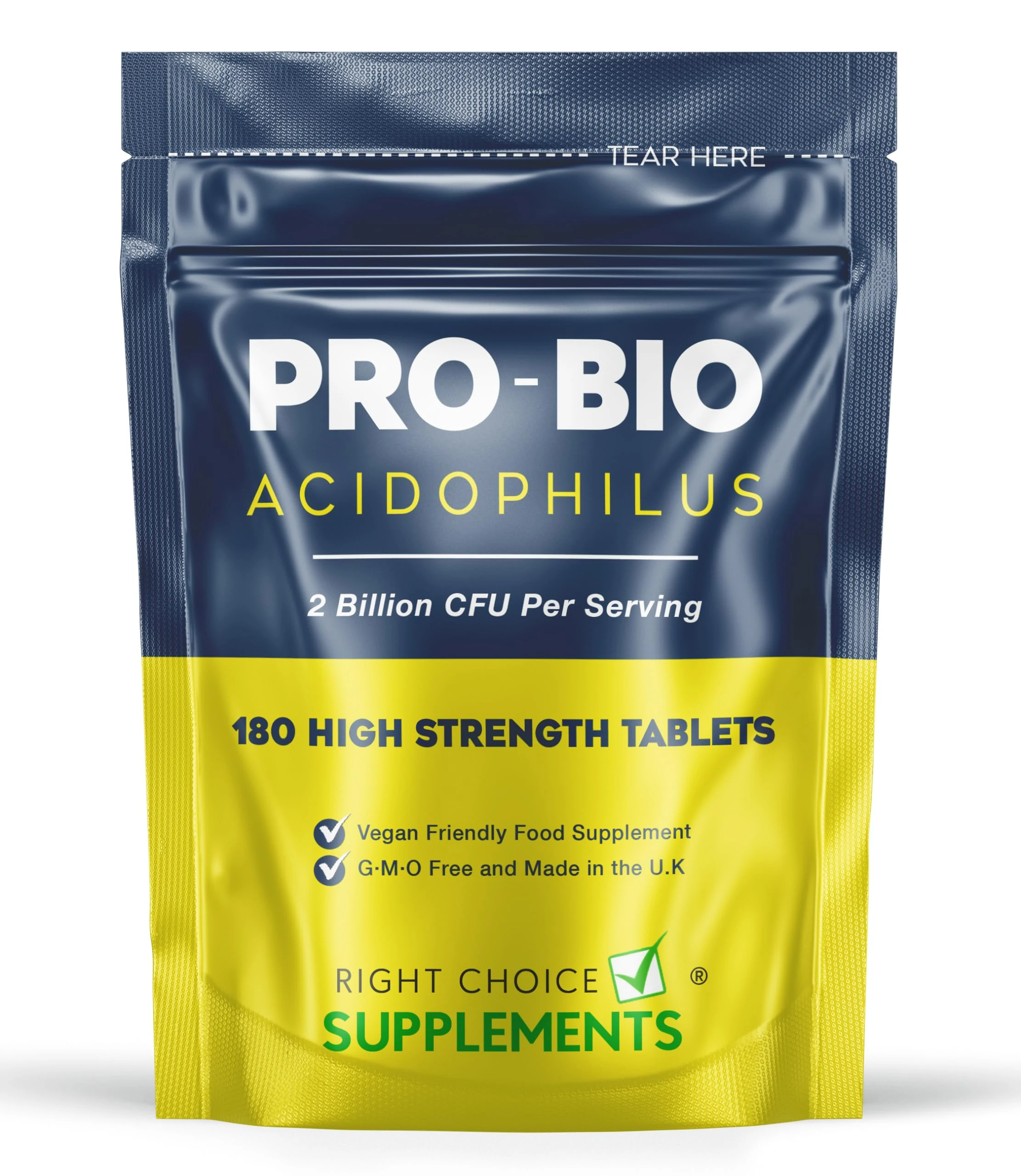 Probiotics for Gut Health | 180 Lactobacillus Acidophilus Tablets (Not Capsules) | High Strength Probiotic Supplement for Men & Women | Vegan, GMO, Gluten Free & UK Made