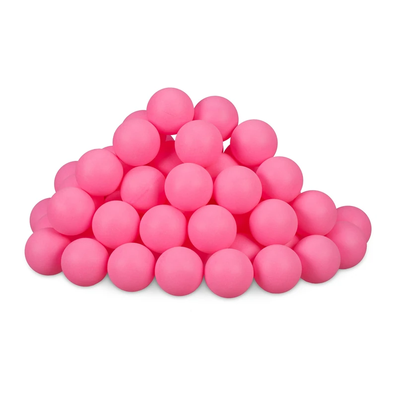 Relaxdays Ping Pong Balls, 100x Pieces, Table Tennis, Plastic, Plain, Beer Game, Drink, Large Set, Party, 40mm Ø, Pink, 100%, 4 x 4 x 4 cm