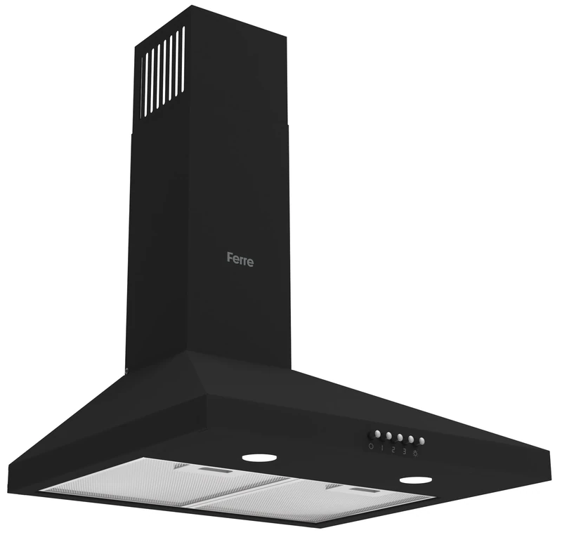 Ferre PH500-PBL 50cm Pyramid Chimney Cooker Hood, Kitchen Extractor Fan, Black