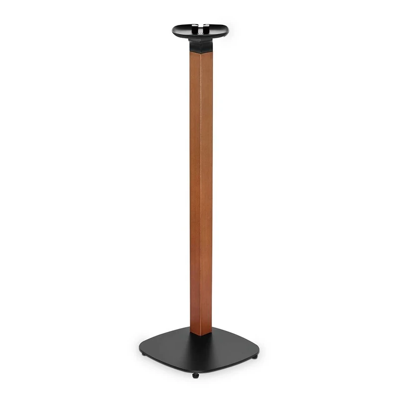 Nedis Speaker Mount Scandinavian Design, Floor Stand Compatible with Sonos One, One SL, Play:1, Sculpted Hardwood Column, Weighted Base for Stability, Powder-Coated Finish, Cable Management - Black