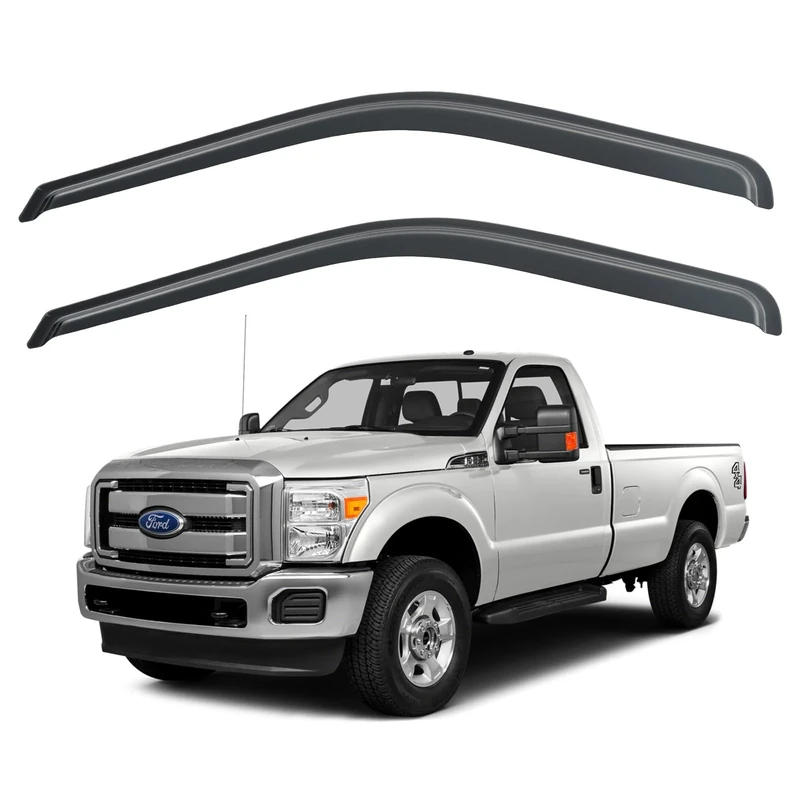 YQAUTEC Window Rain Guards Shield for 1999-2016 Ford F250 F350 F450 F550 Super Duty, Window Vent Visors Shades Wind Deflectors for 2000-2016 F650 F750 Standard Cab