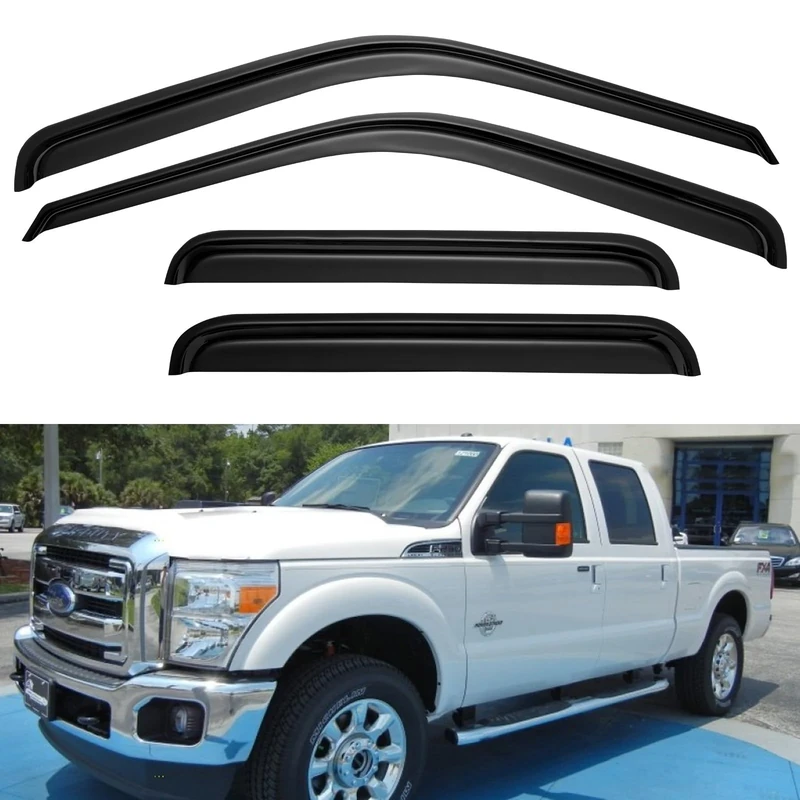 Window Visors Rain Guards for 1999-2016 Ford F250 F350 F450 F550 Super Duty, Window Wind Deflectors Vent Shades for 99-16 F-250 F-350 F-450 F-550 SuperCrew Cab