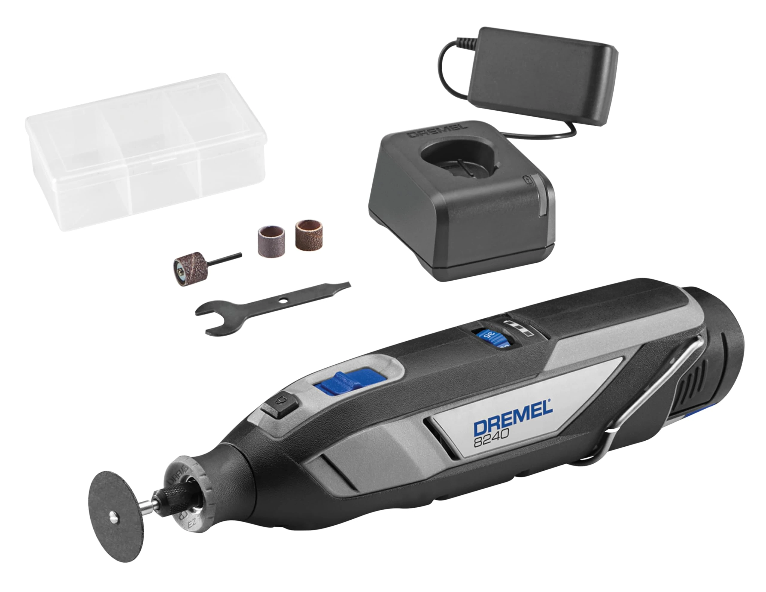 Dremel 8240 Battery Rotary Tool, 12V 3Ah Lithium-Ion Battery, Multifunctional Tool Set with 5 Accessories, Variable Speed 5,000-35,000/min, and Fast Charging Time