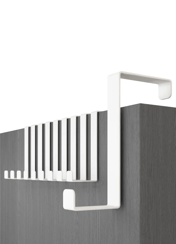 Menz Over Door Hanger – Set of 10, White - Coat Hanger 3.6 cm (1.4") and 4.6 cm (1.8"), Coat Hooks for Door, Hangers for Clothes
