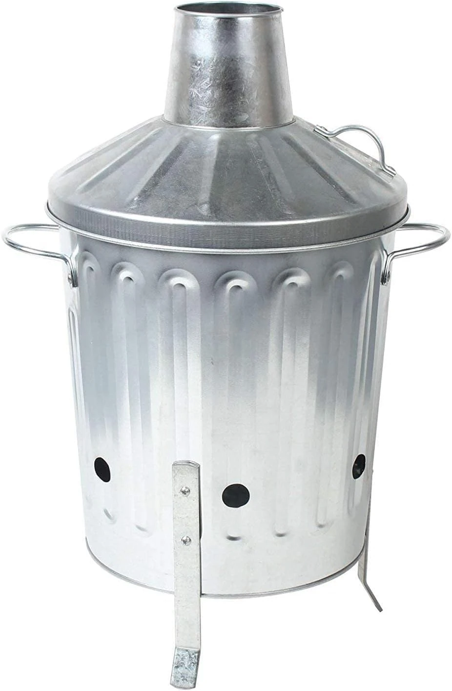 Unibos 15L Mini Garden Incinerator Small fire Bin Galvanised 15 Litre Burning Wood Galvanised Metal Incinerator Fire Burning Bin with Lid