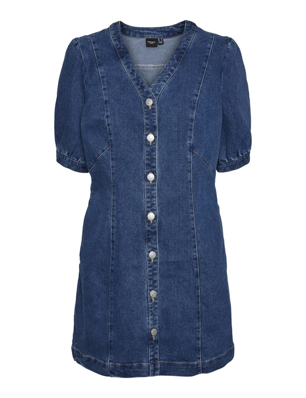 VERO MODA Women's Denim Dress, Medium Blue (Medium Blue Denim), S