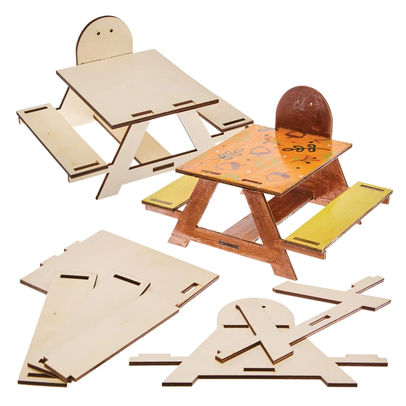 Baker Ross FX647 Squirrel Feeder Wooden Picnic Table Kit - 1 kit, Garden Crafts and Animal Feeder for Kids to Make