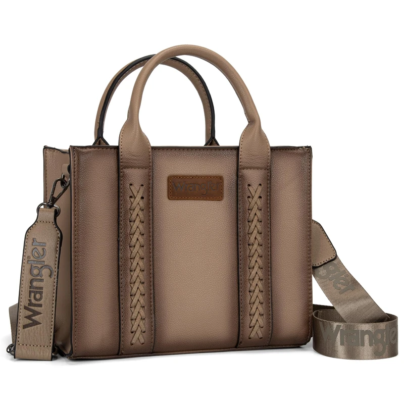 Wrangler Medium Tote Bag for Women Designer Satchel Handbags Top-handle Purses with Strap, Distressed-khaki, M