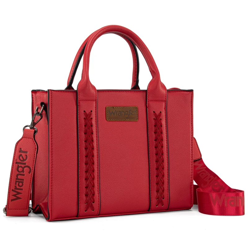 Wrangler Medium Tote Bag for Women Designer Satchel Handbags Top-handle Purses with Strap, A-natural-red, M