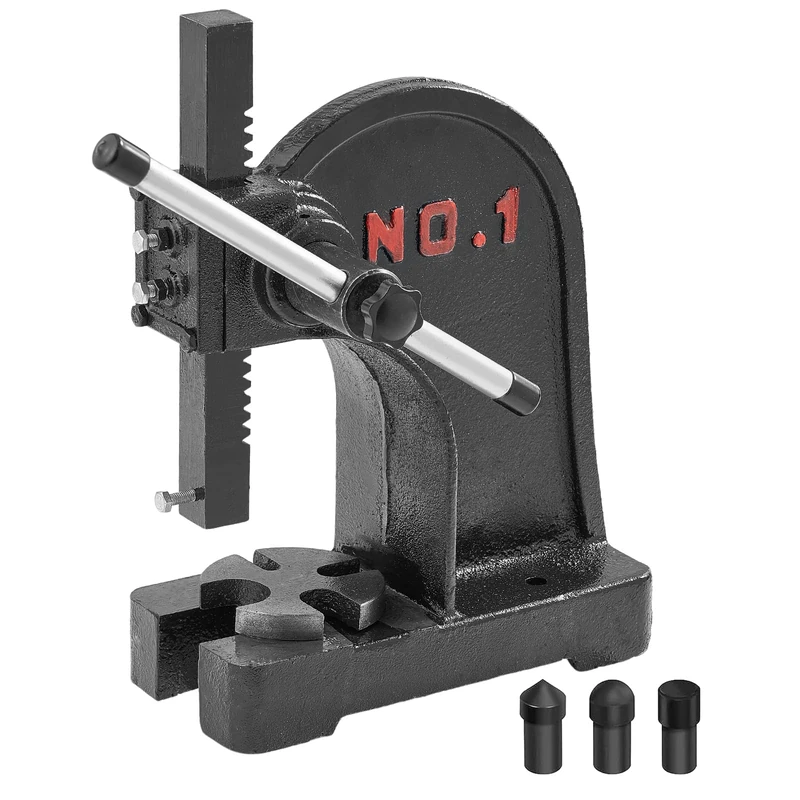 VEVOR Arbor Press, 1 Ton Manual Arbor Press, 5.9" Maximum Height, Cast Iron Heavy-duty Manual Desktop Arbor Press, Precision Hand Press for Stamping, Bending, Stretching, Forming