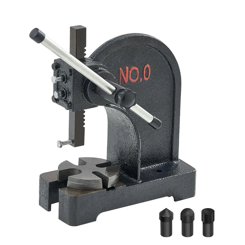 VEVOR Arbor Press, 0.5 Ton Manual Arbor Press, 4.6" Maximum Height, Cast Iron Heavy-duty Manual Desktop Arbor Press, Precision Hand Press for Stamping, Bending, Stretching, Forming