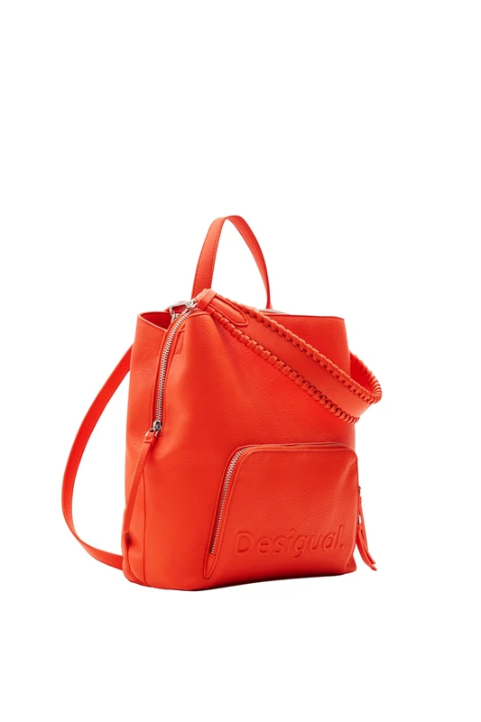 Desigual Women's Back_Half Logo 24 Sum Accessories PU Backpack Mini, Orange, One Size