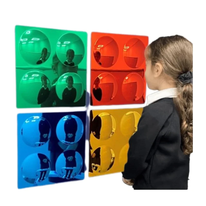 Playlearn 4x4 Bubbles Convex Sensory Mirrors, Wall Mount, Set of 4, 33x33cm, Acrylic, Contemporary, Modern, Children, Lighted - Image 1