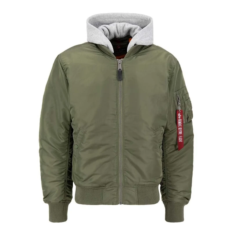Alpha Industries Men's MA-1 ZH Back EMB Bomber Jacket, Sage-Green, S