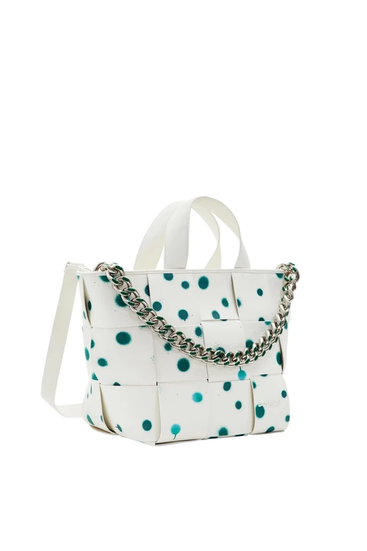 Desigual Women's Splatter Valdivi Accessories PU Shopping Bag, White, White, One size