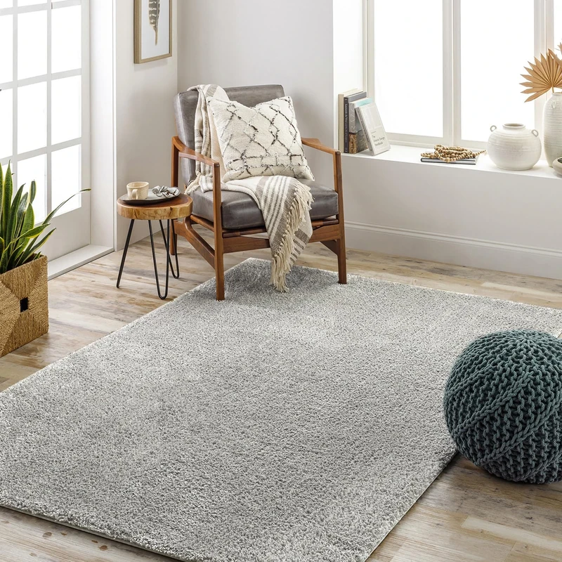Livabliss Shaggy Rug, Modern Berber Rugs Living Room, Large 200x275 cm, Soft Shaggy Rugs for Bedroom, Neutral Boho Fluffy Rug, Easy Care Plush Thick Pile, Dark Grey