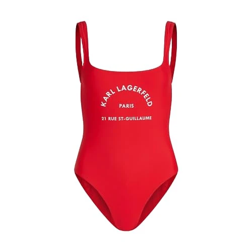 Karl Lagerfeld Women Rsg Logo Swimsuit High Risk Red L
