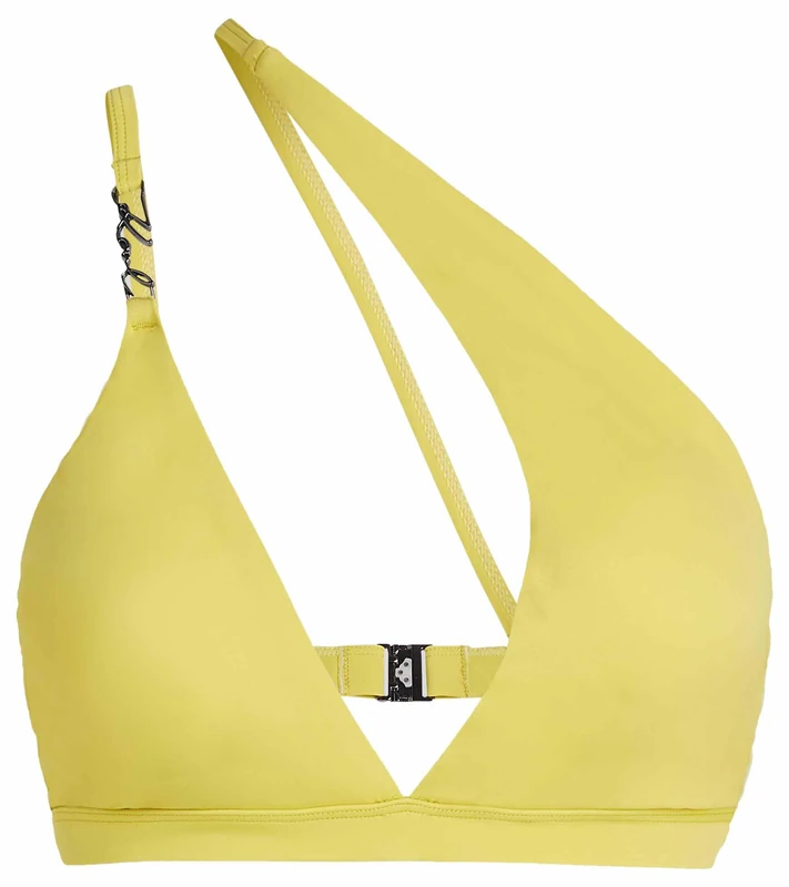 KARL LAGERFELD Women's Karl DNA Sign one Shoulder top, Acacia Yellow, S