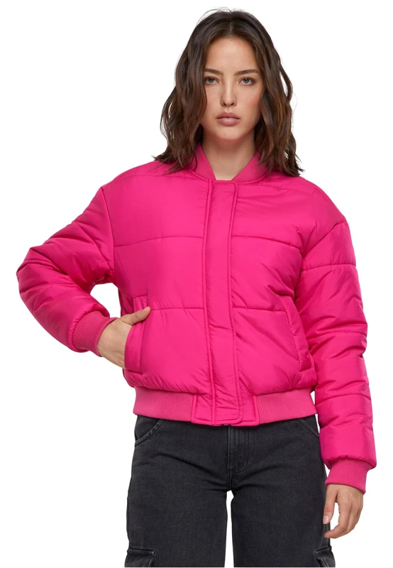 Urban Classics Women's Ladies Puffer Blouson Jacket, Hibiskuspink, XXL